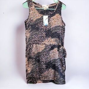 NWT Sleeveless dress Cinch waist ties at side abstract multi color Women’s Sz S
